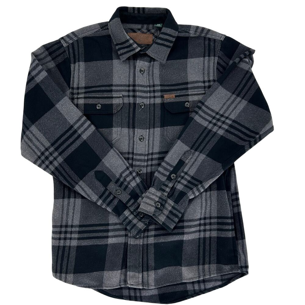Orvis Heavyweight Flannel Shirt Jacket Men's Medium Gray Black Plaid Shacket